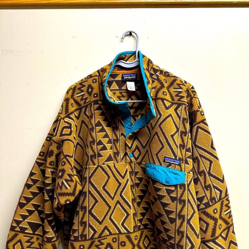2014 Patagonia Printed Synchilla Snap-T, Montana Siete: Brown Size: L.